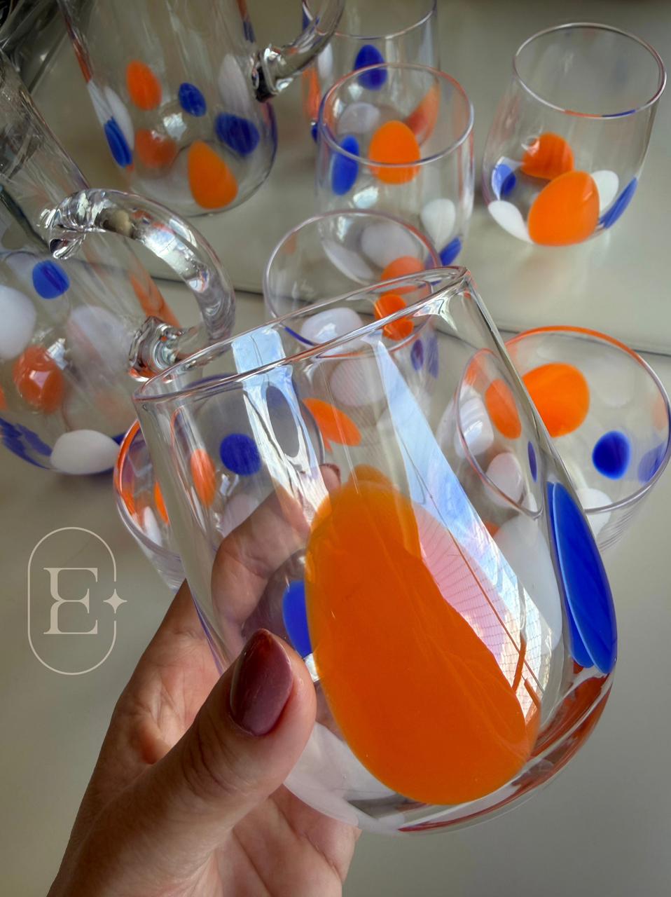 JOGO 04 COPOS PETALA EM VIDRO